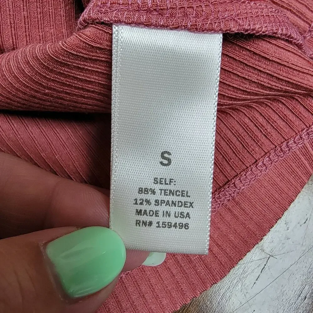 Lett Ventura High Neck Ribbed Tank Top Terracotta Mauve Women's Size Small - Picture 11 of 11